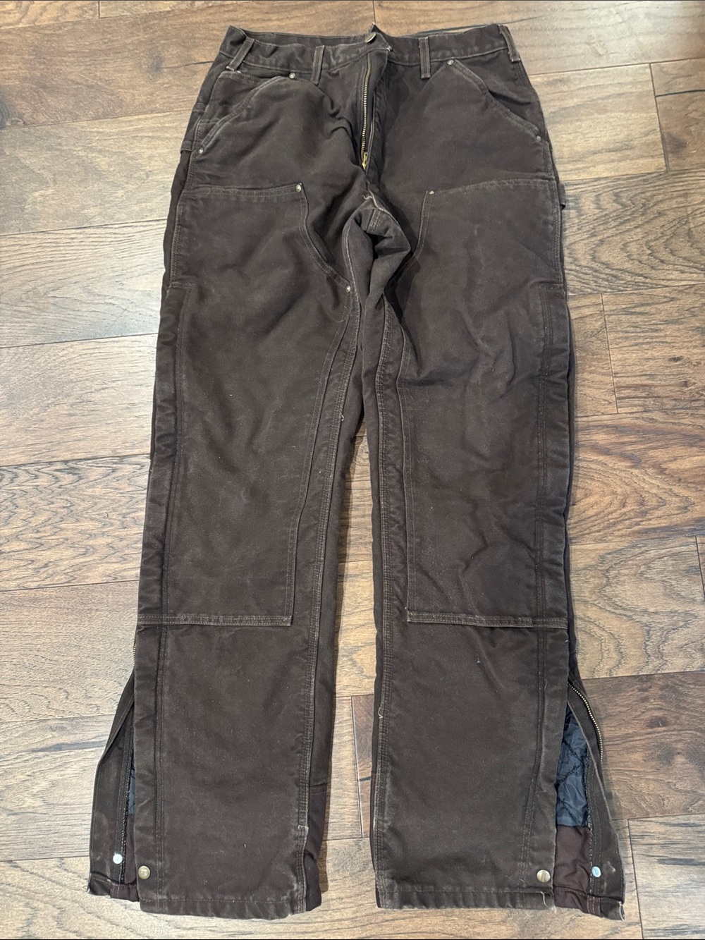 Carhartt Insulated Duck Canvas Men's Brown Work Pants 34x36